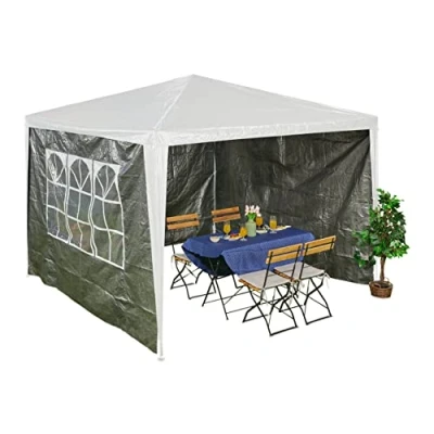 Afbeelding van Relaxdays zijwanden partytent 2x3 m, set van 3, tuintent wanden, voor 3x3 m feesttent, waterdicht, met raam, PE, grijs