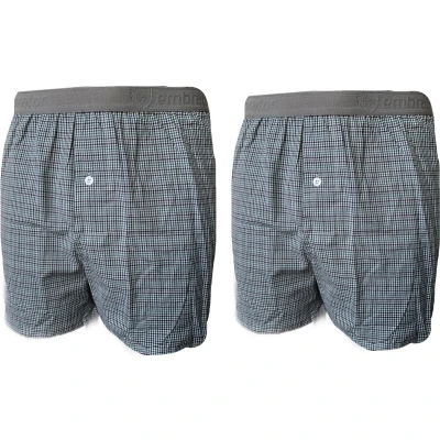 Afbeelding van Embrator 2 stuks mannen Boxershort geruit grijs/wit/blauw 3XL