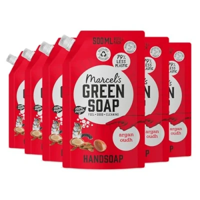 Afbeelding van 6x Marcel&#039;s Green Soap Handzeep Argan &amp; Oudh Navul Stazak 500 ml