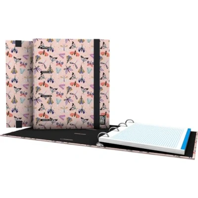 Afbeelding van Grafoplás Ringband A5, Butterfly Bits&amp;Bobs, inclusief geruite 5 x gekleurde rand, ergonomische gebogen rug, 4 ronde ringen, 25 mm, FSC gecertificeerd, schoolschrijfwaren
