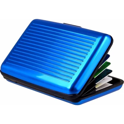 Afbeelding van Aluminium Kaarthouder I Pasjeshouder Wallet Portemonnee Pashouder Blauw