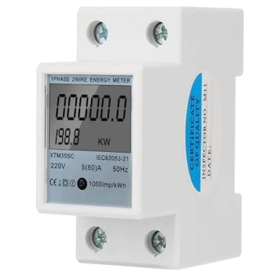 Afbeelding van DEWIN Eenfasen stroommeter digitale 1 fase 2 polige elektronische kWh teller railteller 220V 5 (80) A