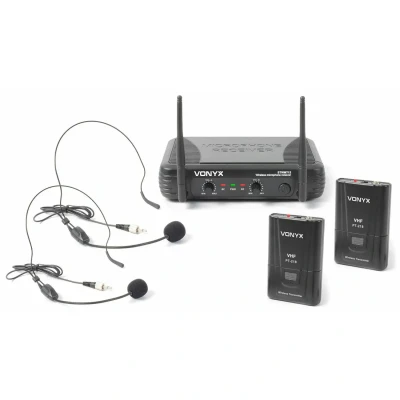 Afbeelding van Vonyx Headset draadloos microfoonsysteem 2 kanaals VHF STWM712H