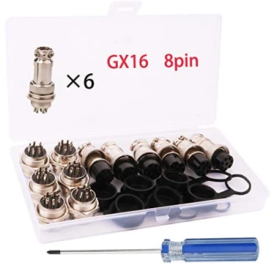 Afbeelding van RUNCCI YUN aviation stekker, 6 x 16 mm schroefdraad 8 pins vrouwelijke metalen luchtvaartdraadstekker + draadstekker rubberen displaybeschermfolie
