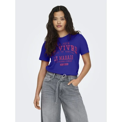Afbeelding van ONLY T shirt met printopdruk blauw/roze