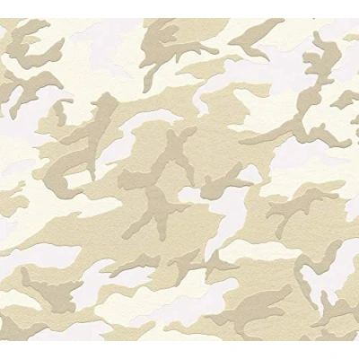 Afbeelding van Leen Bakker A.S. CrÃ ation Behang Camouflage Wit, Beige En 53cm X 10,05 M AS Vinyl Création
