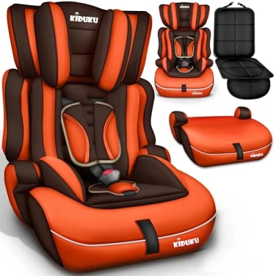Afbeelding van KIDUKU® Autostoel 9 36 kg (1 12 jaar) Kinderzitje ECE R129/03, Groep 1/2/3 Autokinderstoel Kinderautostoel (Bruin/Oranje)