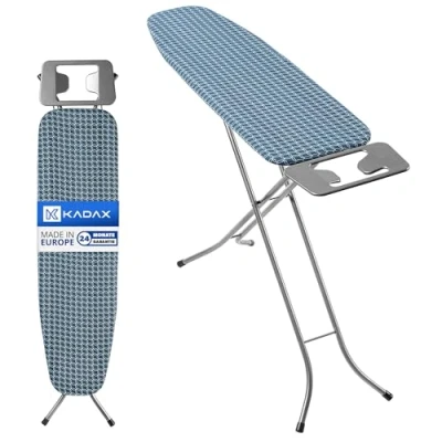 Afbeelding van KADAX strijkplank met hittebestendige strijkijzerplank, inklapbare tafelstrijkplank verstelbare hoogte, robuuste stabiele poten (blauw)