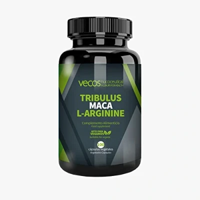 Afbeelding van Vecos Sportsupplement met Tribulus Terrestris + Maca L Arginine 100 Plantaardige Capsules Bouwt de Spiermassa op Antioxidante Werking