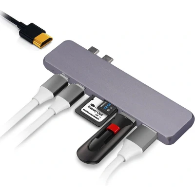 Afbeelding van MMOBIEL 7 in 1 USB C Hub voor MacBook Pro Air Type Double Thunderbolt 3 5K 60HZ