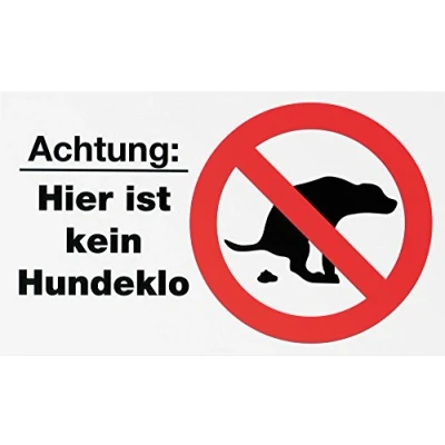 Afbeelding van Metafranc Informatiebord &quot;Let op: Hier ist keine Hundelo&quot; 250 x 150 mm/Bewegwijzering/Infobord/Verbodsbord/Hondenverbod/Parkeerinstallatie/Speelplaats/Identificatie van het grondstuk /