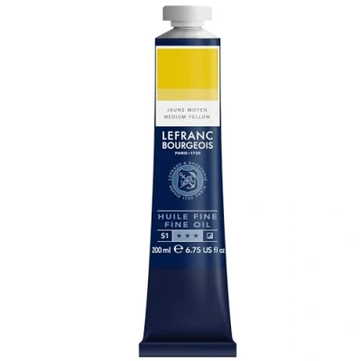 Afbeelding van Lefranc Bourgeois 301809 Fijne olieverf van uitstekende kwaliteit, lichtecht met een gelijkmatige consistentie, tube 200 ml, ideaal voor spieraammen, canvas, schilderbord Middelgeel