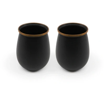 Afbeelding van Barebones Emaille Drinkbeker Charcoal 2 pack Zwart Glazen &amp; Bekers