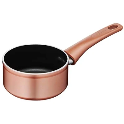 Afbeelding van Lagostina Ramata antiaanbakpan van aluminium, Ø 14 cm, met kopereffect, gastpan en oven thermo signaal, titanium Easy coating, lange greep bakeliet