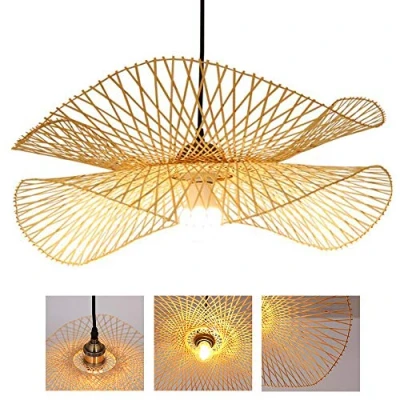 Afbeelding van E27 Hanglamp Eetkamer Bamboe Handgeweven Natuurlijke Rotan Plafondlamp Creatieve Handgemaakte Lampenkap Kroonluchter Voor Restaurant Slaapkamer Keuken Gang Kantoor,45cm