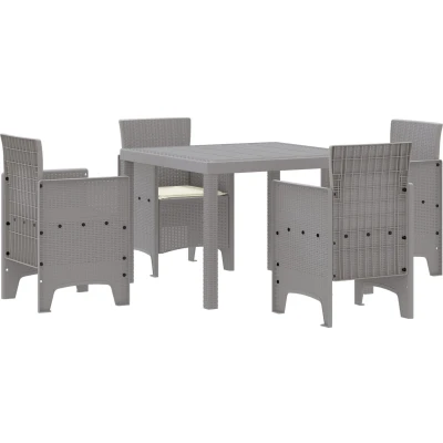 Afbeelding van vidaXL Tuin Eettafel Set 5 pcs Lichtgrijs Polypropyleen