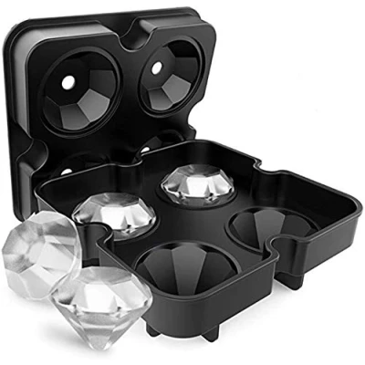 Afbeelding van Yinew 4Pack Diamond Ice Cube Trays met Deksel,Siliconen Maker Mould, Food Grade Multifunctionele Opslag Containers voor Whisky, Cocktails, Sap