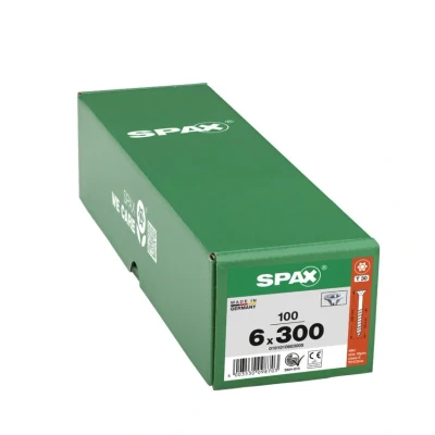Afbeelding van Spax spaanplaatschroeven platverzonken kop verzinkt T Star T30 deeldraad 6.0x300mm