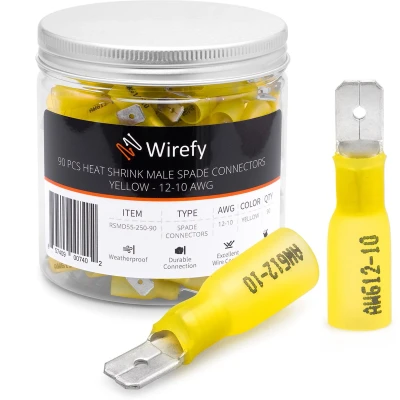 Afbeelding van Wirefy 90 Stuks Kabelschoenen Vlakstekker Kit Mannelijke Krimpkous Male Spade Connectoren Elektrische 4 6 mm²