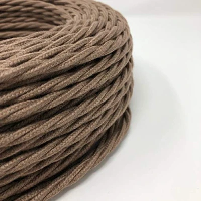Afbeelding van Textielkabel voor lamp, stofkabel 3 aderig (3x0,75mm²) bruine gerst katoen. Made in Italy (5 meter)