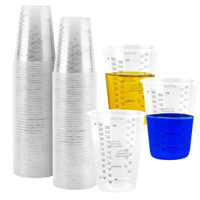 Afbeelding van AZKEEGREY 100 stuks epoxyhars mengbekers 240 ml, transparante maatbekers voor vloeistoffen, hars, kleur pigment