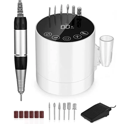 Afbeelding van Nagelknipper, Elektrische nagelvijl voor gelnagels, nagelknipper gelnagels 35000 u/min, Manicure pedicure set met LCD display/touch screen knoppen/voetpedaal/ 6 stuks