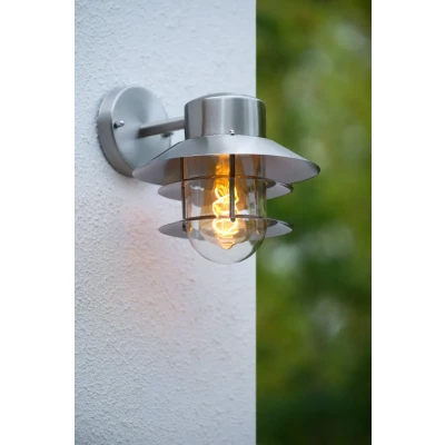 Afbeelding van Lucide ZICO Wandlamp Buiten Ø 21,8 cm 1xE27 IP44 Mat chroom