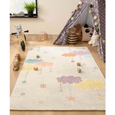 Afbeelding van Vloerkleed Kinderkamer Wolk Snoozy Wit/multi 160x230 Cm