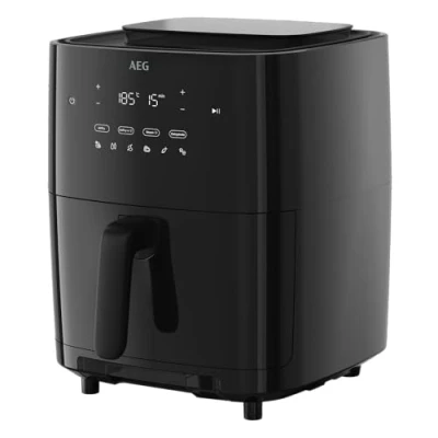 Afbeelding van AEG AAF7SB Luchtfriteuse zonder olie, 6,9 l, stoomkoken, frituren, braden, bakken en gratineren, touch bediening, waterreservoir 1,1 temperatuur 40 200 C, vaatwasmachinebestendig, zwart