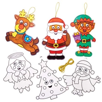 Afbeelding van Baker Ross AT297 Kerst zonnevanger met wiebelogen, decoratie, feestelijke kunst en knutselen, 8 stuks, verschillende motieven