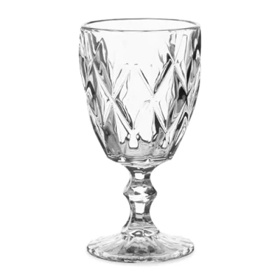 Afbeelding van HOMLA Lunna wijnglazen, transparant, 310 ml, vintage witte sapglazen, drinkglazen, set van 4 stuks