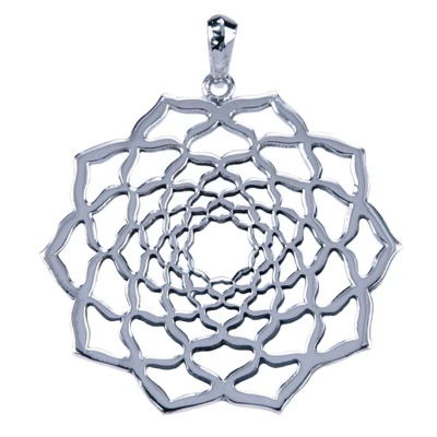 Afbeelding van Zilveren Lotus ketting hanger opengewerkt