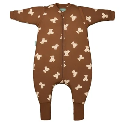 Afbeelding van molis&amp;co slaapzak met voeten, afneembare mouwen en sokken, voor voorjaar/herfst, slaapzak, 1 TOG waarde 100% Oeko Tex katoen, licht gevoerd, Teddy Mokka (1 jaar)