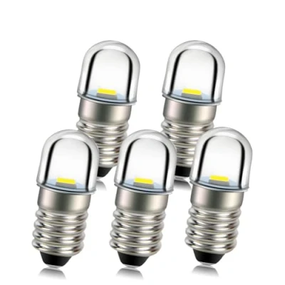 Afbeelding van Ruiandsion 5 stks E10 Base Socket LED Lamp 1 W 4.5 V Wit Vervangen Torch Koplamp Mini Hoofd Zaklamp Lampen, Negatieve Aarde