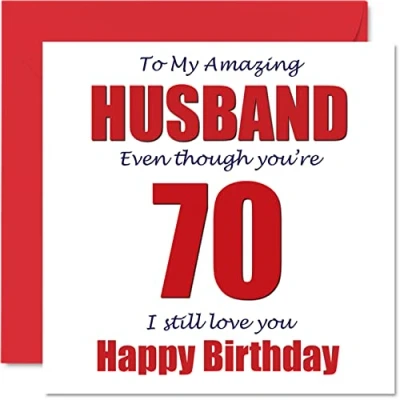 Afbeelding van Grappige 70e verjaardagskaarten voor echtgenoot 70 Ik hou nog steeds van je gelukkige verjaardagskaart echtgenote partner, zeventig zeventigste manlief plagergeschenk, 145 mm x grap humor wenskaarten