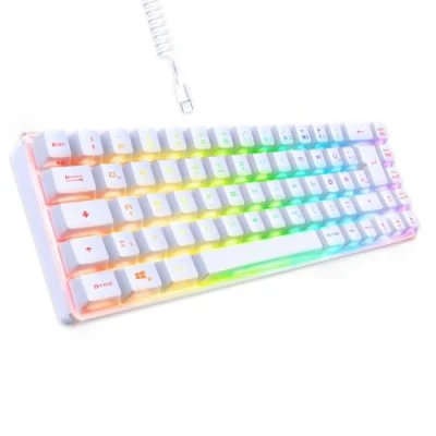 Afbeelding van EMPIRE GAMING Nieuw 2024 K208 compact TCL kabelgebonden toetsenbord (DE QWERTZ) 69 toetsen RGB Afneembare USB Type C kabel Plug &amp; Play PC/PS4/PS5/Xbox 23 anti ghosting (wit)