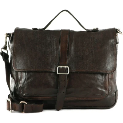 Afbeelding van CAMPOMAGGI Leren Business tas Schoudertas Saturno Briefcase Moro Donkerbruin