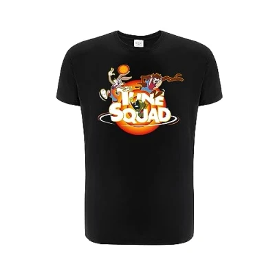 Afbeelding van ERT GROUP Origineel en officieel gelicentieerd door Looney Tunes zwart heren T shirt, Space Jam 031 patroon, eenzijdige print, maat S, Zwart, S