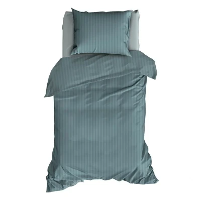 Afbeelding van Dekbedovertrek Satin d&#039;Or Satijn Streep Smoke Blue 140 x 200 / 220 cm 1 Persoons