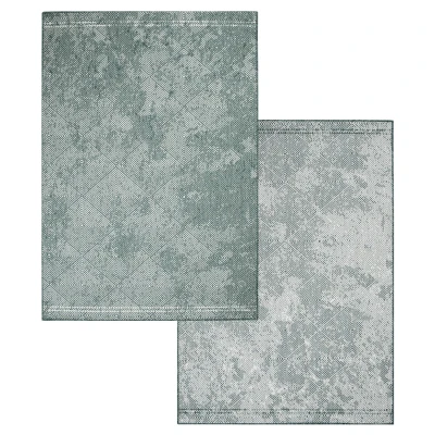 Afbeelding van Duo Binnen en Buiten Vloerkleed Dubbelzijdig Outdoor Laagpolig Tapijt Groen 80x150 cm Rechthoek Polypropyleen Tapijtenloods