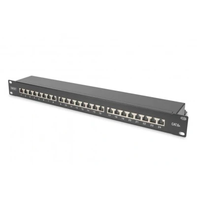 Afbeelding van Digitus Patch Panel 24 poorten Netwerkpatchpaneel 483 mm (19) CAT 6A, 6a (losse kabel 7) 1 HE Zwart