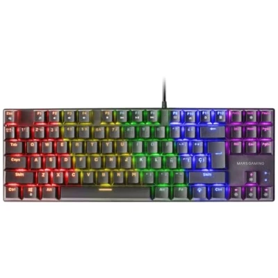Afbeelding van Mars Gaming MK80 Zwart, Mechanisch Toetsenbord TKL FRGB, Antighosting, Switch Mechanische Bruin, Frans Taal