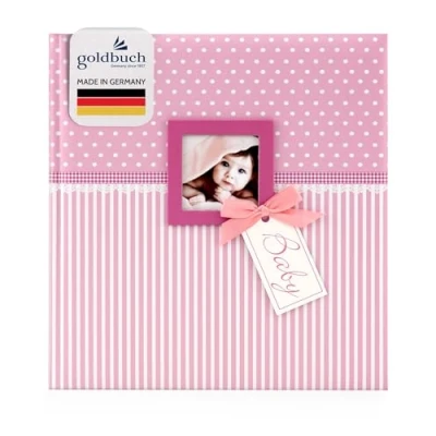 Afbeelding van Goldbuch babyalbum met vensteruitsnijding, Sweetheart, 60 witte blanco pagina&#039;s 4 geïllustreerde en pergamijn scheidingsbladen, kunstdruk, roze, 30 x 31 cm,