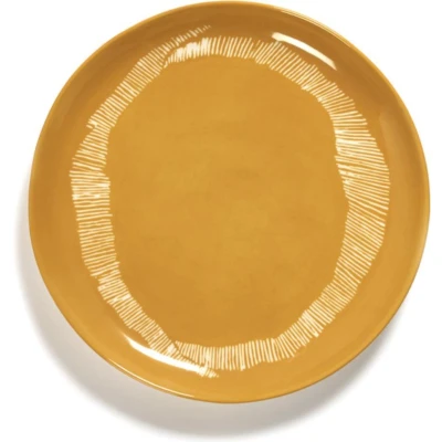 Afbeelding van Serax Ottolenghi Feast bord M Ø22,5 cm 2 pack Yellow stripes white