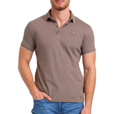 Afbeelding van GABBIANO regular polo met ingebreid patroon bruin