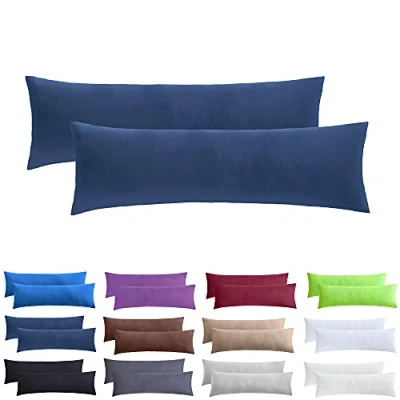 Afbeelding van NatureMark 2 pack jersey kussensloop kussenslopen zijslaper hoofdkussen nekkussen vele maten en kleuren OEKO TEX (40 x 145 cm (zijslaper/zoogkussensloop), marineblauw)