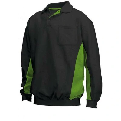 Afbeelding van Tricorp 302001 Polosweater Bicolor Borstzak Zwart/Limoen 7XL