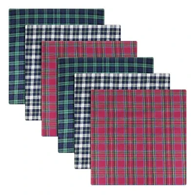 Afbeelding van Pack van 6 Heren/Heren Tartan Zakdoeken, Blauw, Groen &amp; Rood, 100% Katoen, 40 x 40cm, Tartan, One Size