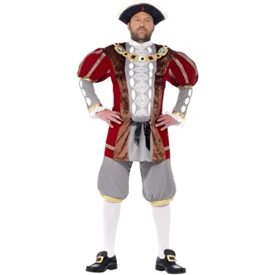 Afbeelding van Smiffy&#039;s Koning Prins &amp; Adel Kostuum Engelse Henry Vii Luxe Man Rood Large Carnavalskleding Verkleedkleding