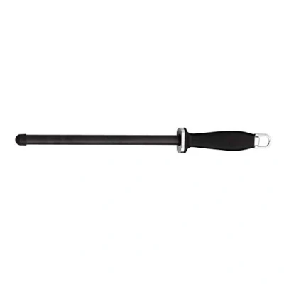 Afbeelding van Rockingham Forge CS 16265C Rechte Zwarte Keramische Slijpstaaf met Eindkap en Plastic Handvat, 25cm, 10&quot; Staal